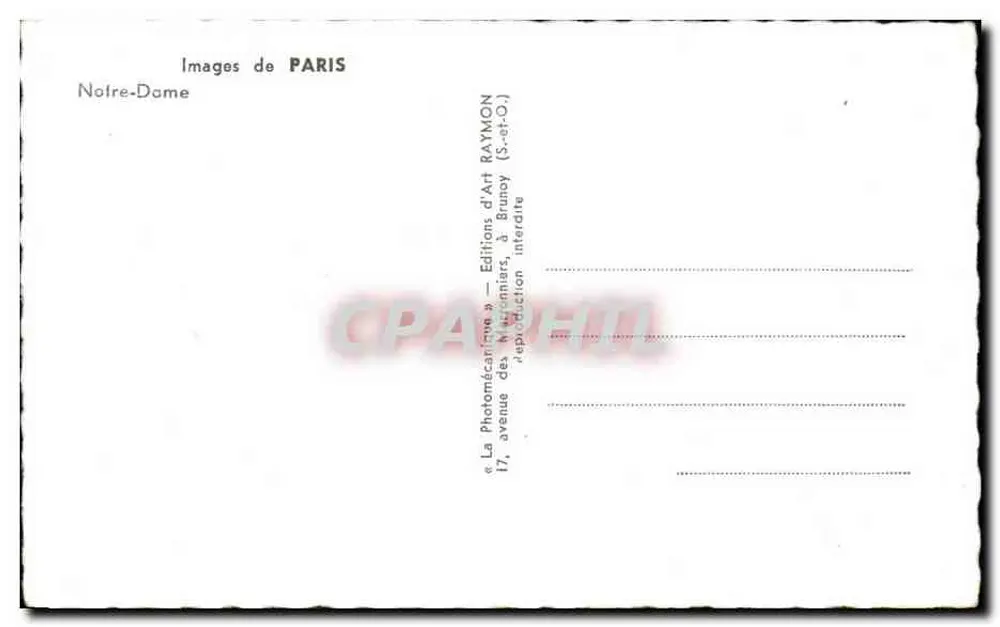 Notre-Dame de Paris — vista da fachada — Éditions d'Art RAYMON (Brunoy) - Verso