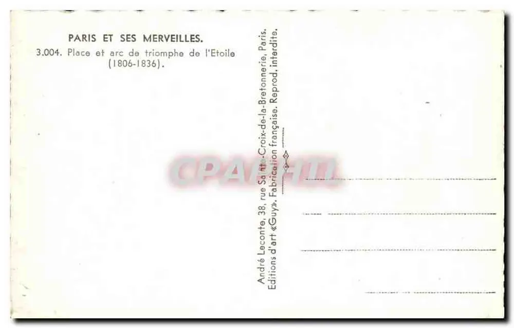 Paris — Arc de Triomphe und Place de l'Étoile — Guy - Rückseite