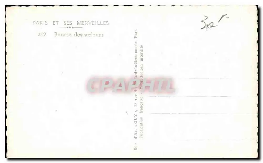 Börse — Paris — Verlag Guy - Rückseite