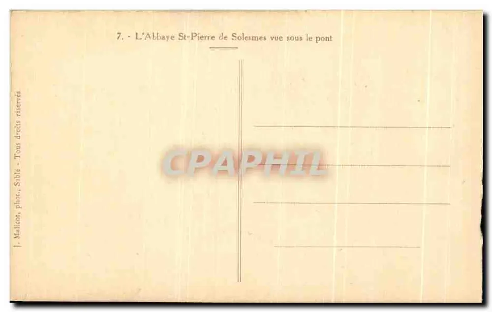 Abtei Saint-Pierre de Solesmes — Ansicht unter der Brücke — J. Malion, phot. Siblé - Rückseite