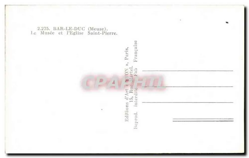 Bar-le-Duc (Meuse) — O Museu e a Igreja de São Pedro — Edições de Arte AVON - Verso