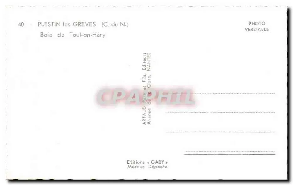 Bucht von Toulon-Héry — PLESTIN-les-GREVES (C.-du-N.) — Editions Gaby - Rückseite
