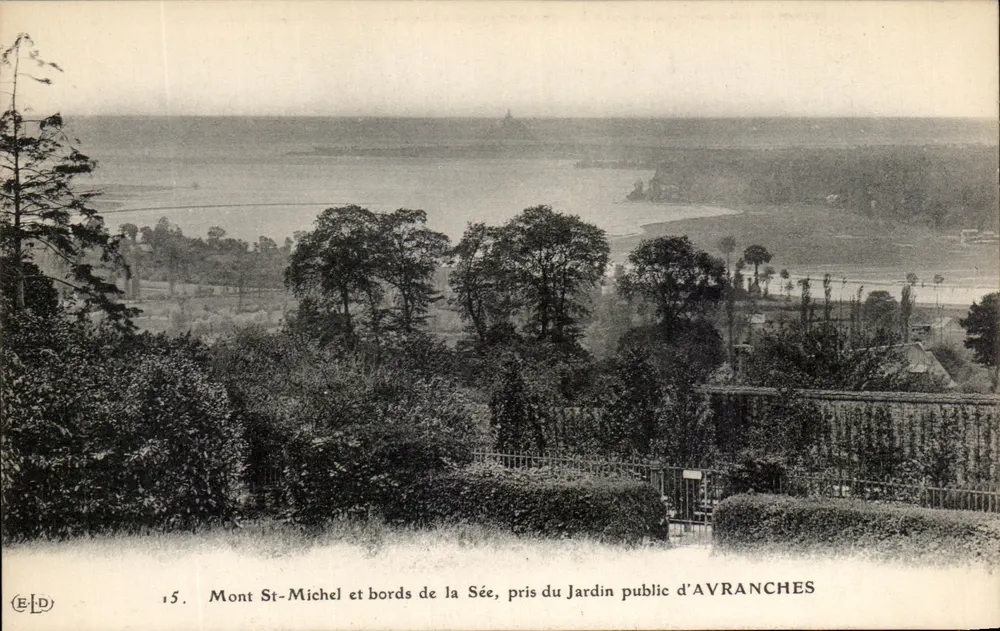 Mont St-Michel und Ufer der Sée — Ansicht vom öffentlichen Garten von Avranches — Verlag ELD, Nr. 15 - Vorderseite