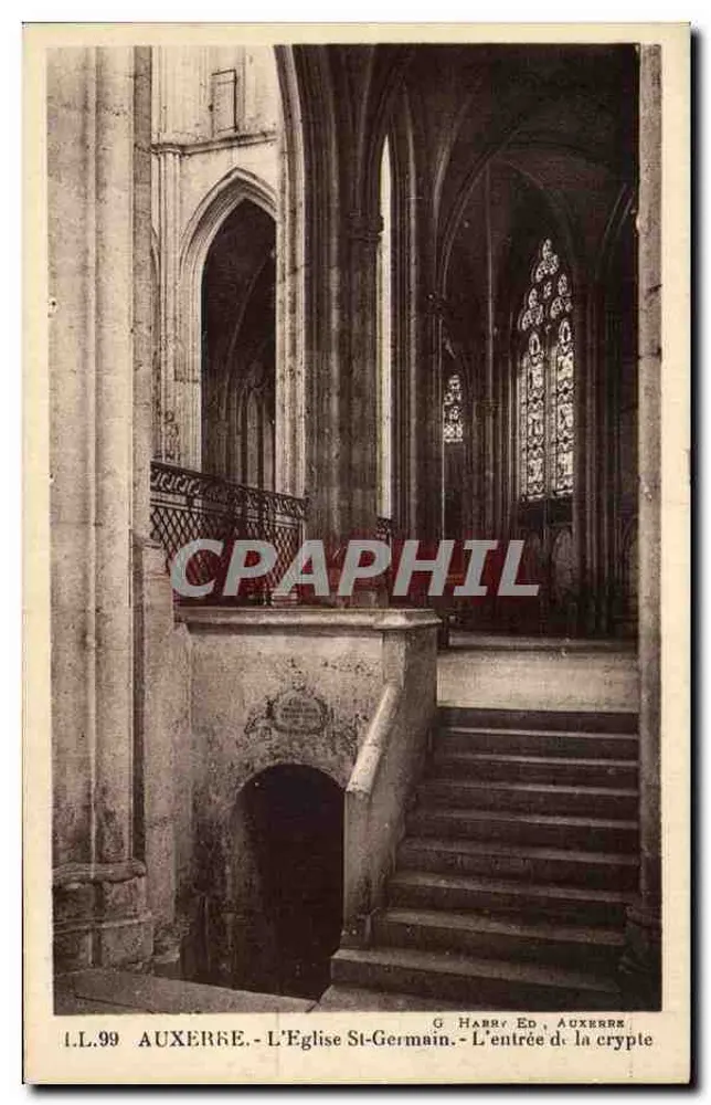 Auxerre - La Chiesa di San Germain - L'ingresso della cripta — G. Harry Ed., Auxerre, n° I.L.99 - Recto