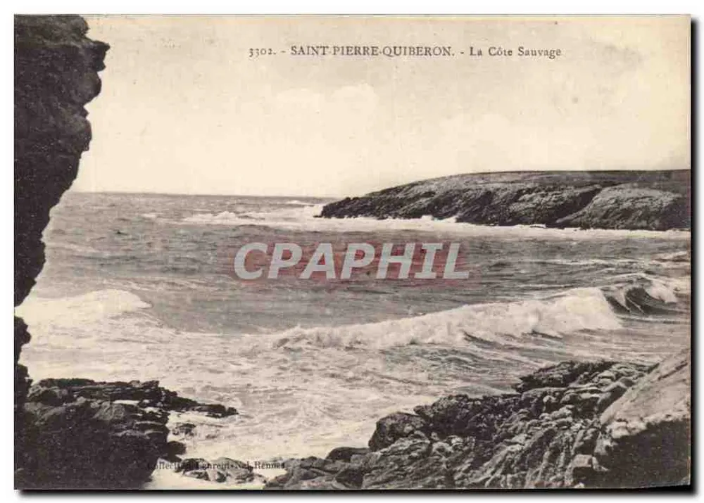 Saint-Pierre-Quiberon — A Côte Sauvage — Editor: Lefebvre & Charrout, Rennes, n° 3302 - Frente