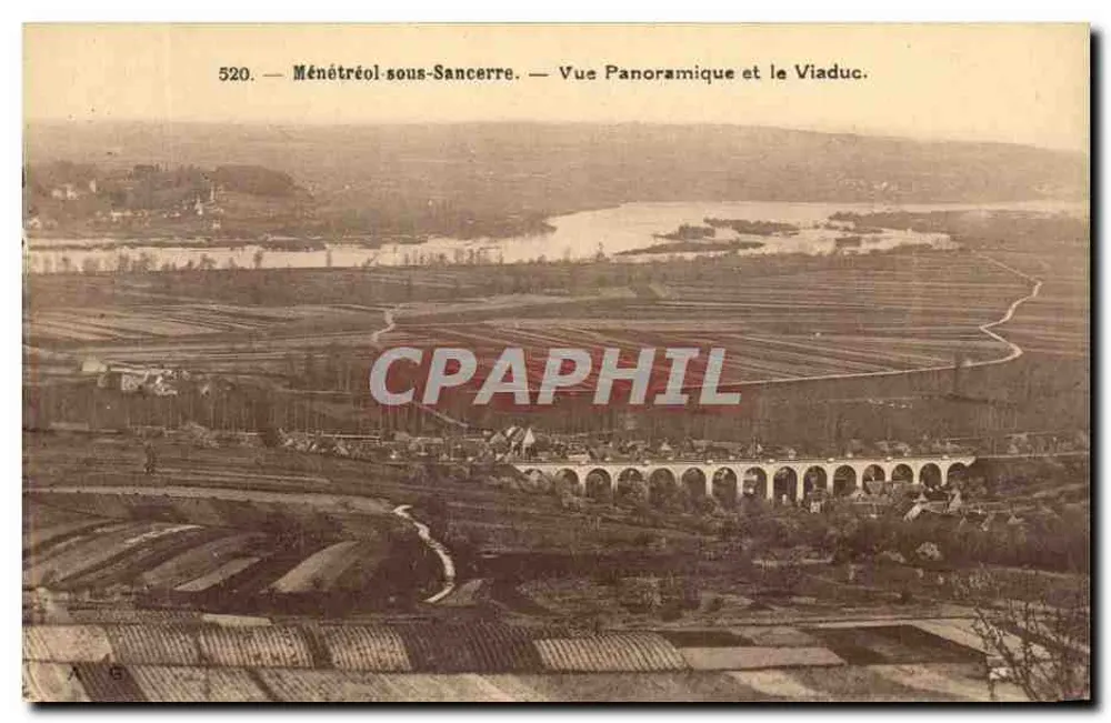 Ménétréol-sous-Sancerre — Panoramablick und der Viadukt — Nr. 520 - Vorderseite