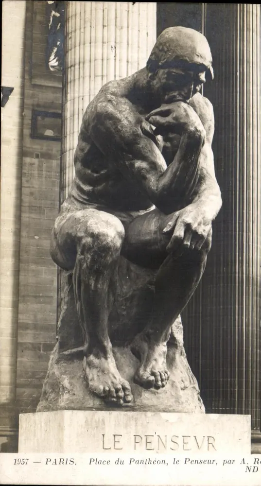Der Denker — Rodin-Statue — Paris, Place du Panthéon, 1957 - Vorderseite