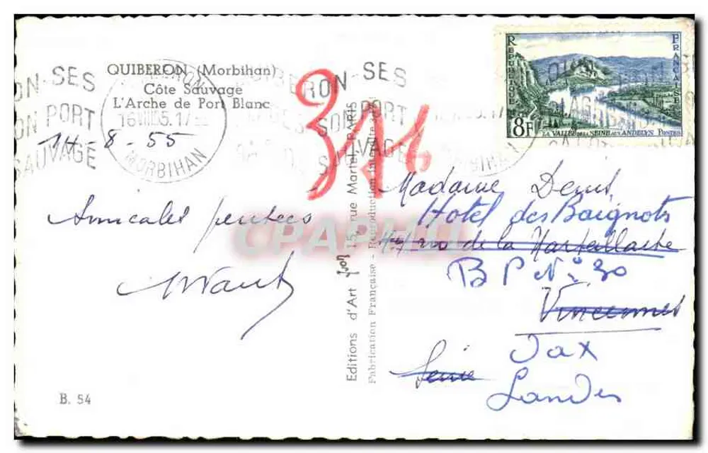 Arch von Port Blanc — Quiberon (Morbihan) — Éditions d'Art Joop - Rückseite