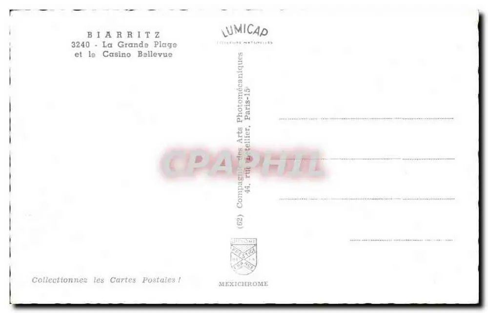 Biarritz — Die Grande Plage und das Bellevue Casino — Lumicap - Rückseite