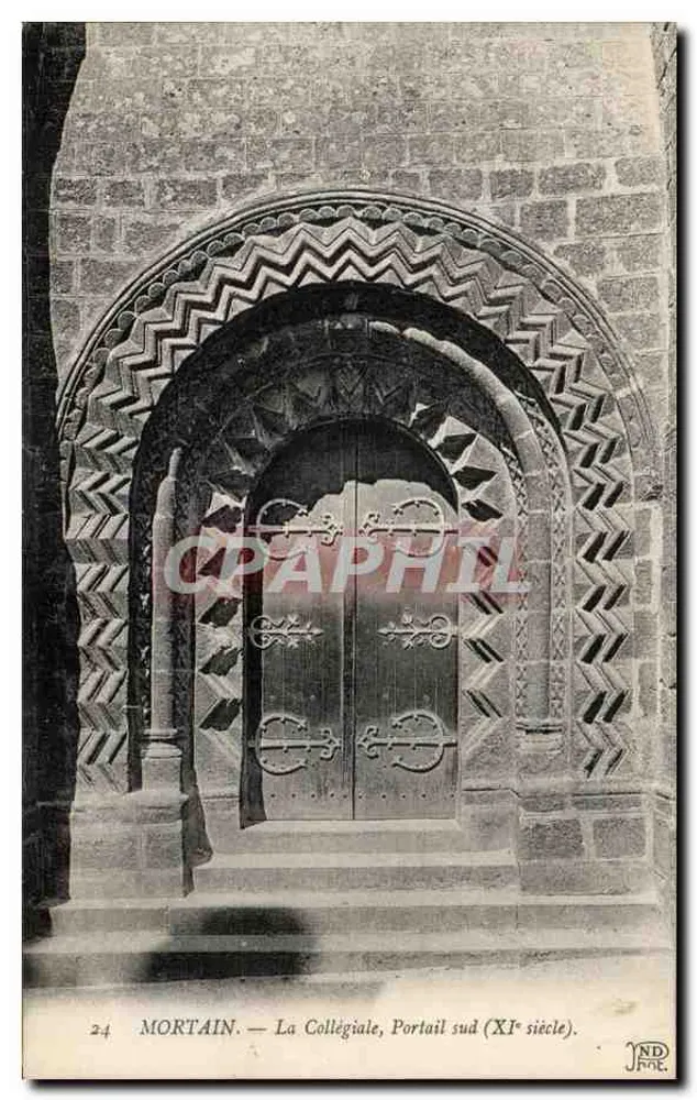 Mortain — A Catedral, Portal sul (século XI) - Frente