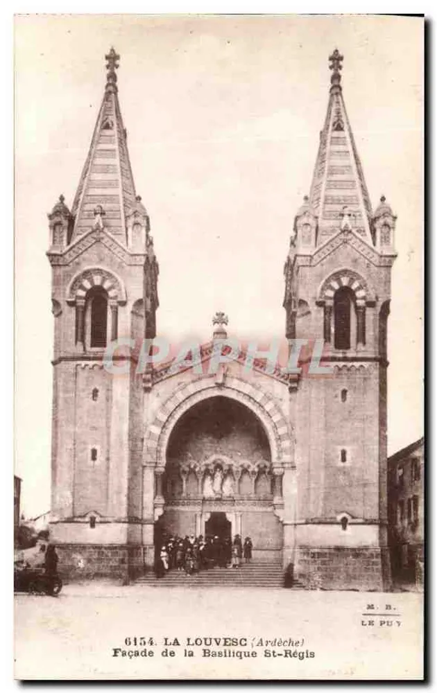 La Louvesc (Ardèche) — Fachada da Basílica de São Régis — M. R. / Le Puy - Frente