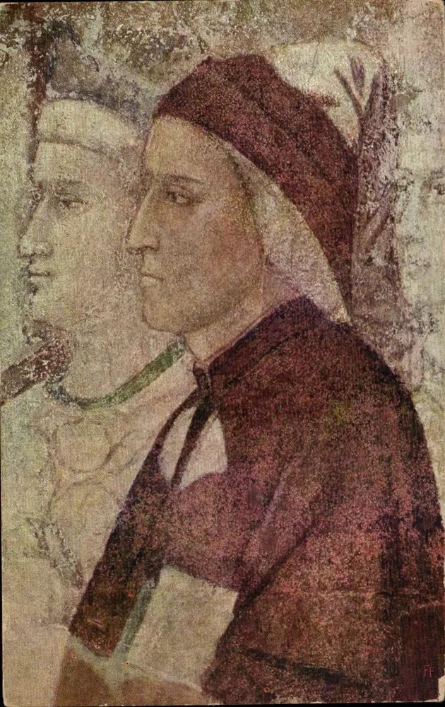 Dante Alighieri e Beatrice — retrato mural — E. SBORGHI — n° 363 bis - Frente