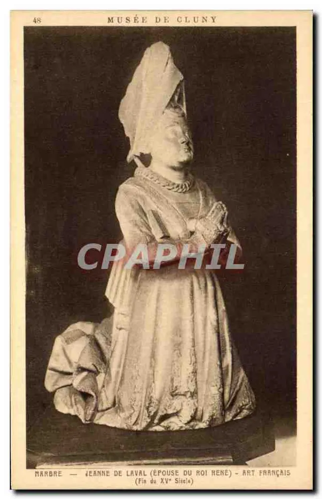 Cluny-Museum — Marmorstatue der Jeanne de Laval (Ehefrau des Königs René) — Französisches Kunstwerk Ende des 15. Jahrhunderts — Verleger Braun & Cie, Paris, Nr. 2207 - Vorderseite