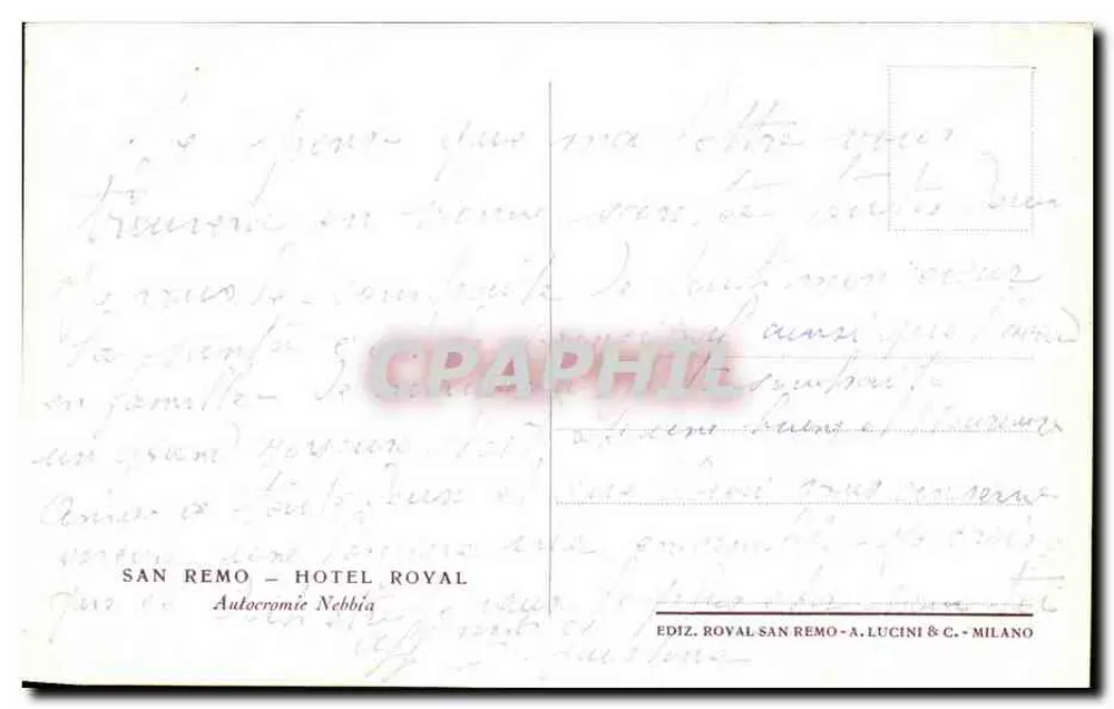 Garten des Hotels Royal in San Remo — Verlag EDIZ. ROYAL SAN REMO - A. LUCINI & C. - MILANO - Rückseite