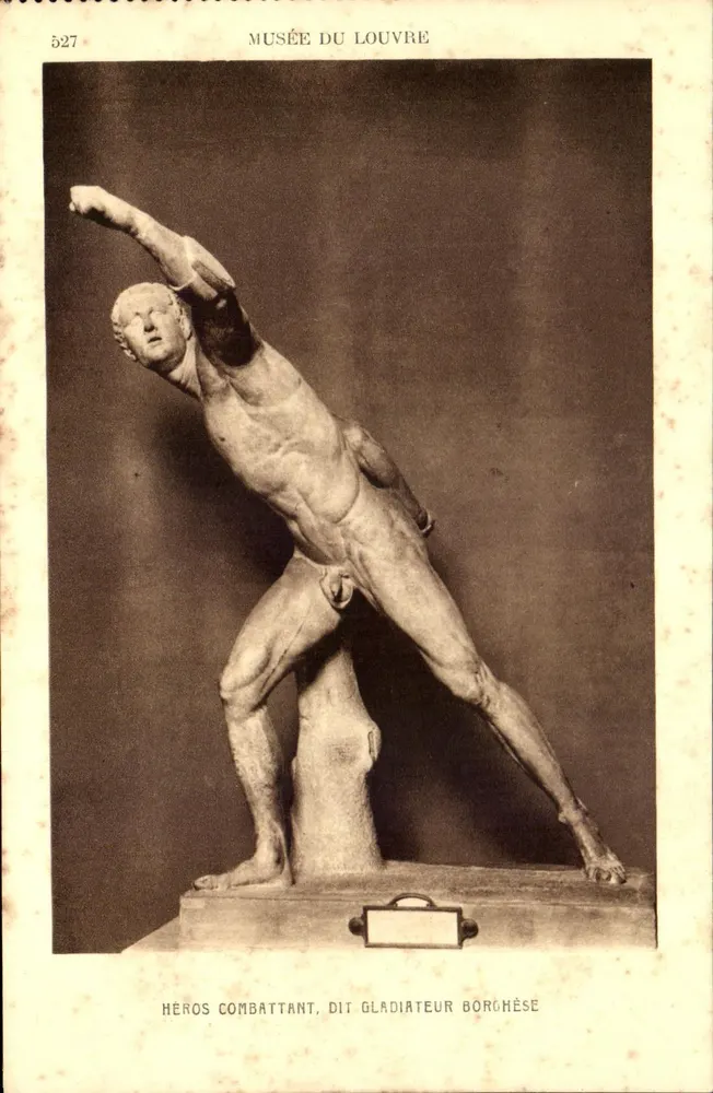 Kämpfender Held, genannt Borghese-Gladiator — Musée du Louvre — Serie 527 — Verlag Braun & Cie, Paris - Vorderseite