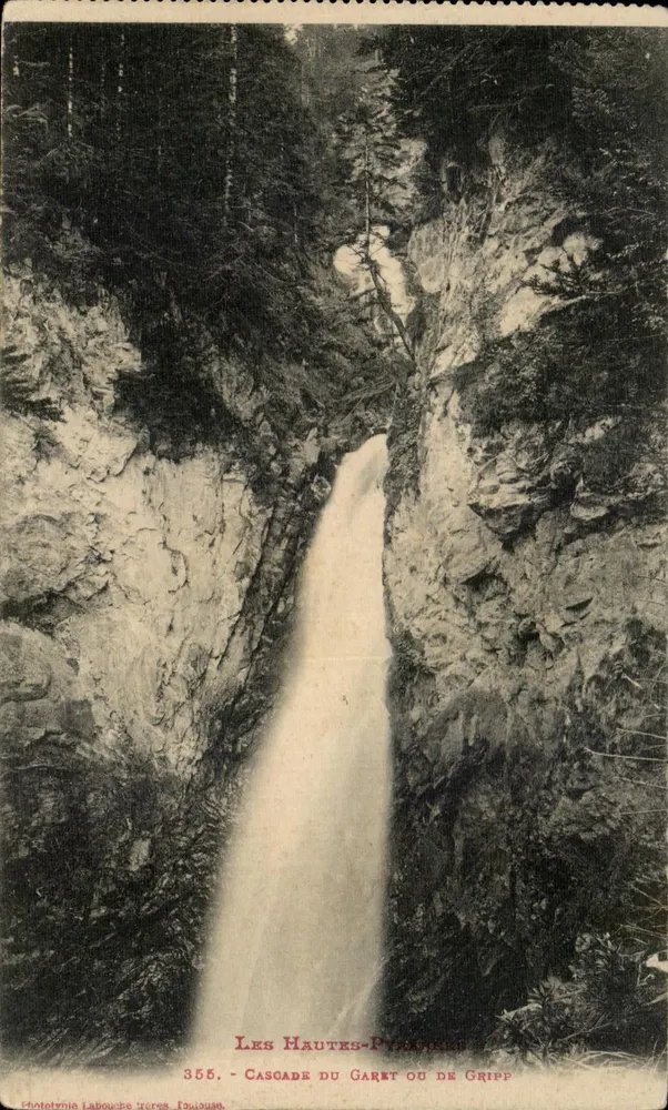Höhe Pyrenäen — Wasserfall Garêt oder Grimp — Phototypie Labouche Frères, n°355 - Vorderseite