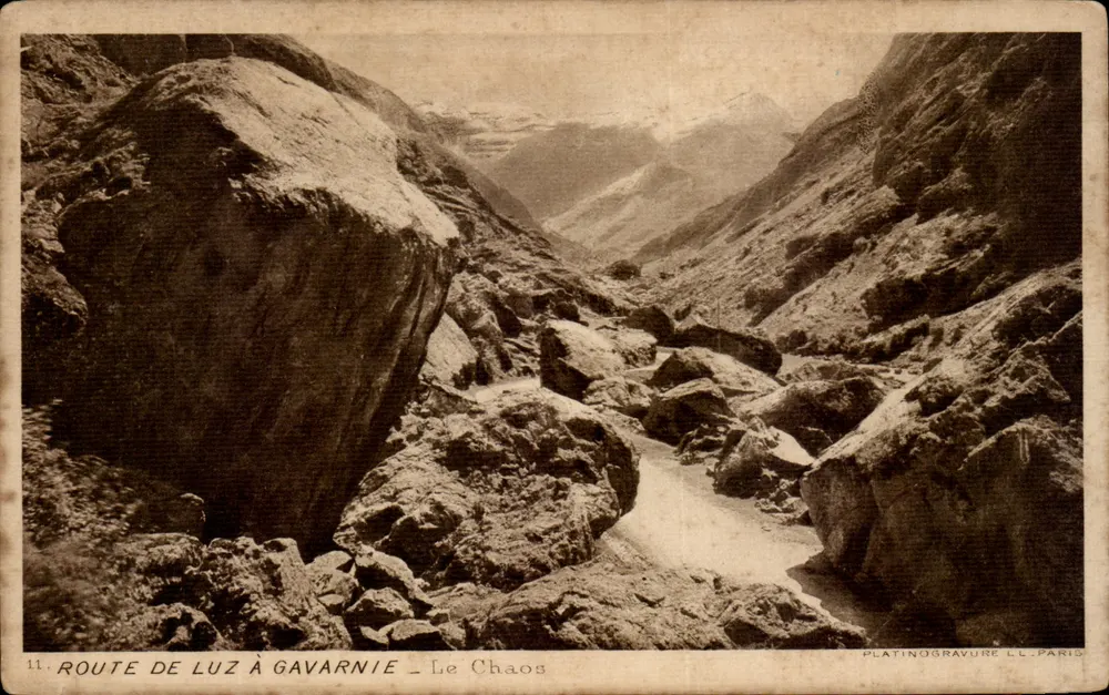 Rodovia de Luz a Gavarnie — O Caos — Platinogravura L.L. Paris - Frente