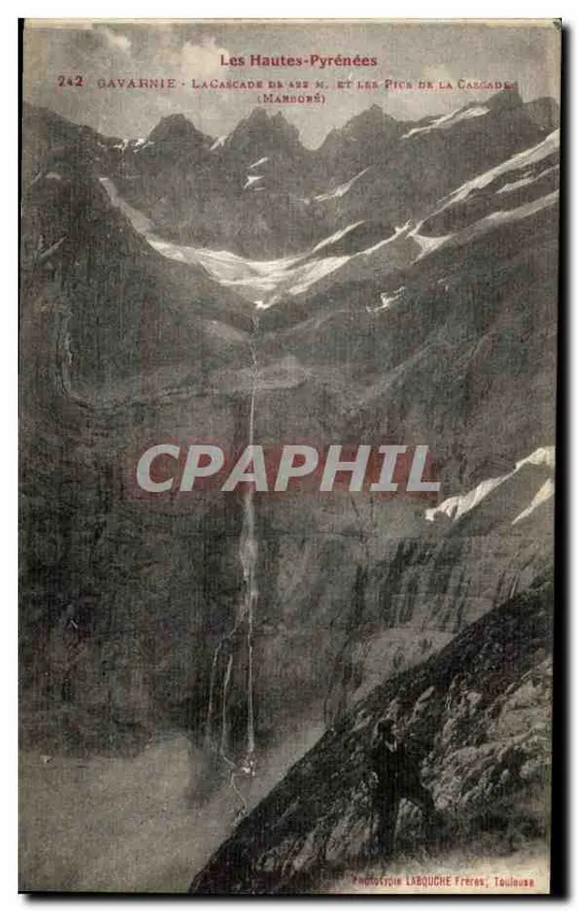 Gavarnie - Ansicht der Mâmbore-Wasserfälle und der Gipfel der Wasserfälle (Mandore) — Hautes-Pyrénées — Phototypie Labouche Frères, Toulouse - Vorderseite