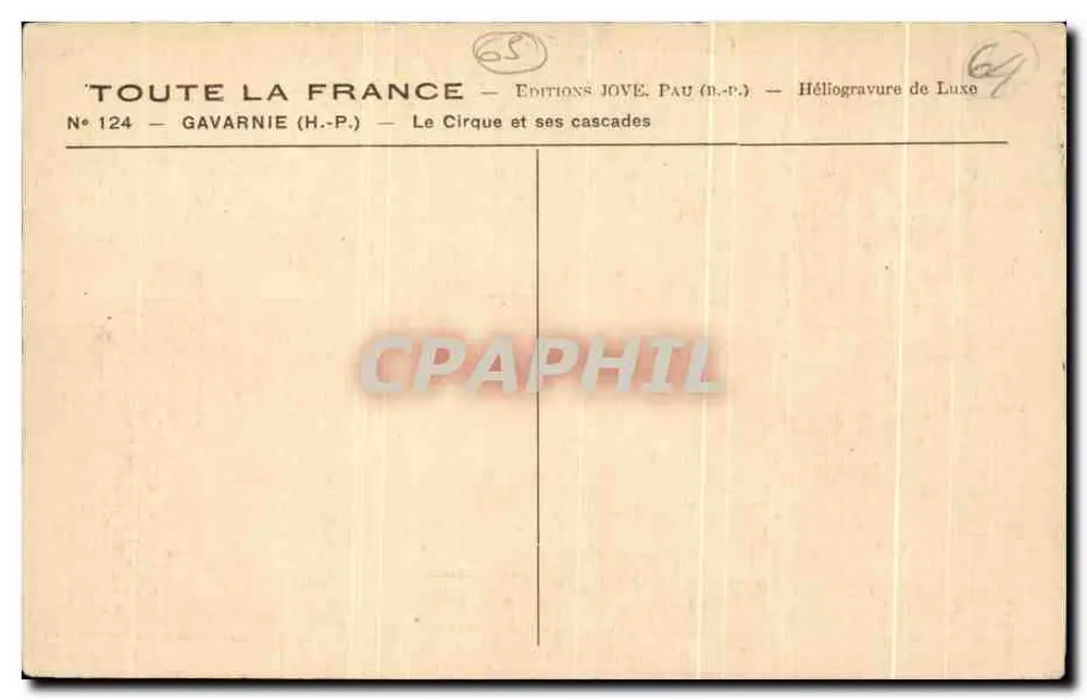 Gavarnie — O Circo e suas cascatas — Edições Jove, Pau (H.-P.) - Verso