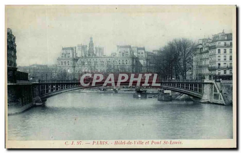 Paris — Hôtel-de-Ville und Pont Saint-Louis — C. J. 97 - Vorderseite