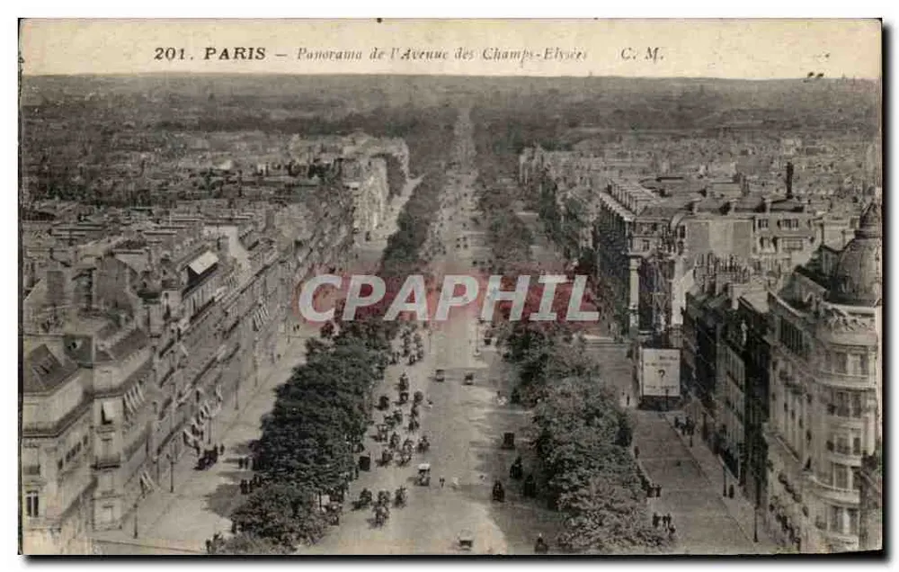 Paris — Panorama der Avenue des Champs-Élysées — C. M. — n° 201 - Vorderseite