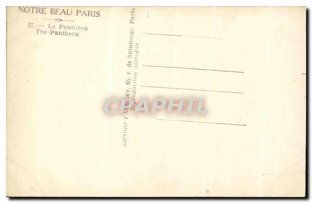 O Panteão — Paris — Editor Guy - Verso