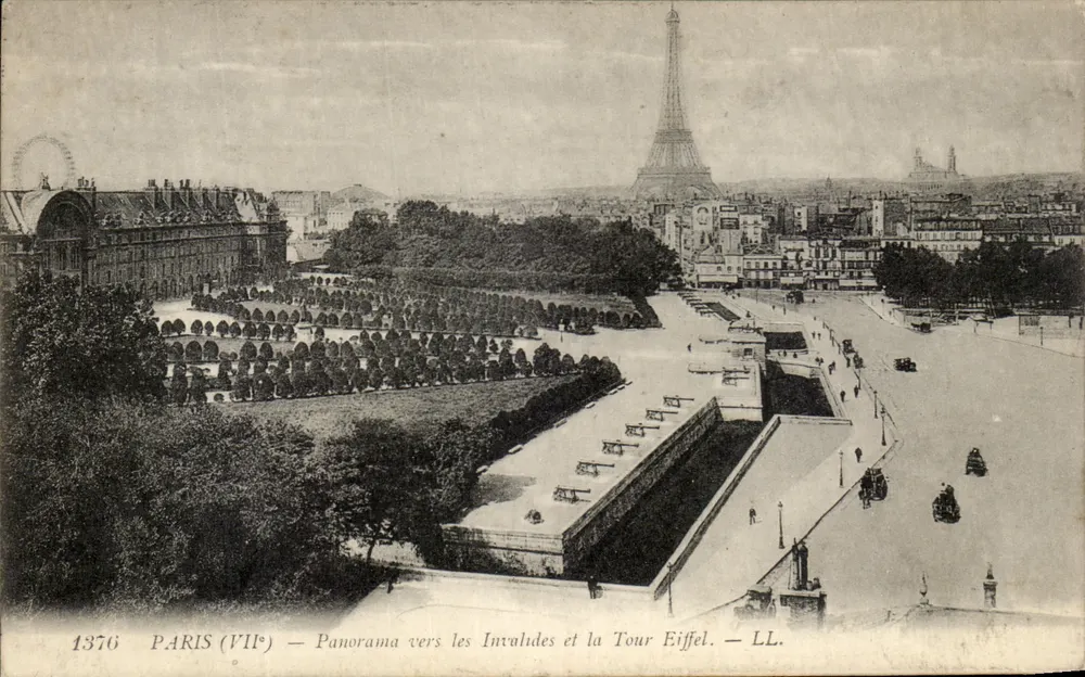 Paris (VIIe) — Panorama em direção aos Invalides e à Torre Eiffel — LL. — n° 1376 - Frente