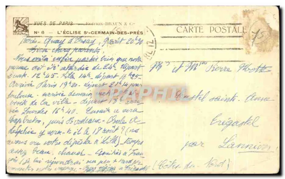 Igreja de Saint-Germain-des-Prés — Paris — Éditions Braun & Cie, N°6 - Verso