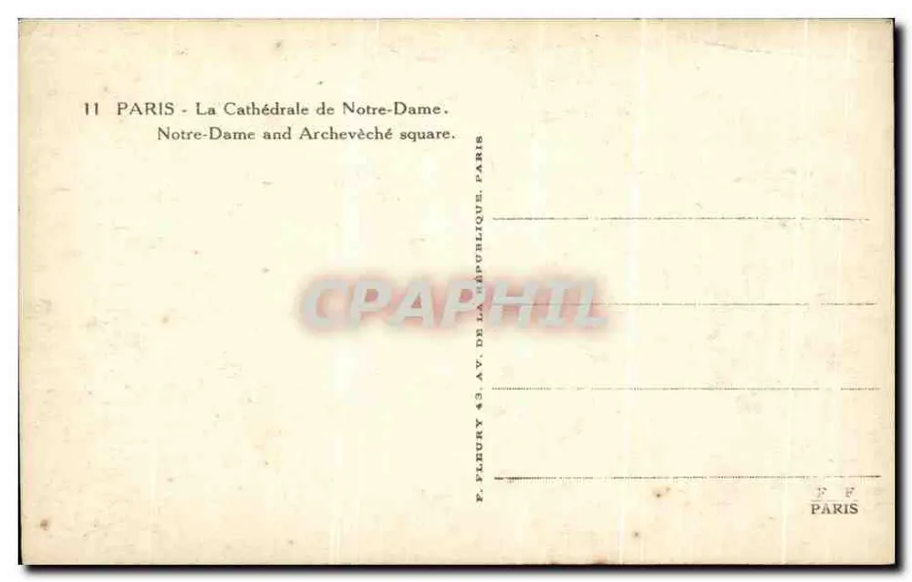 Parigi - Cattedrale di Notre-Dame — vista dalla piazza della Repubblica — editore P. Flebury, Parigi - Verso