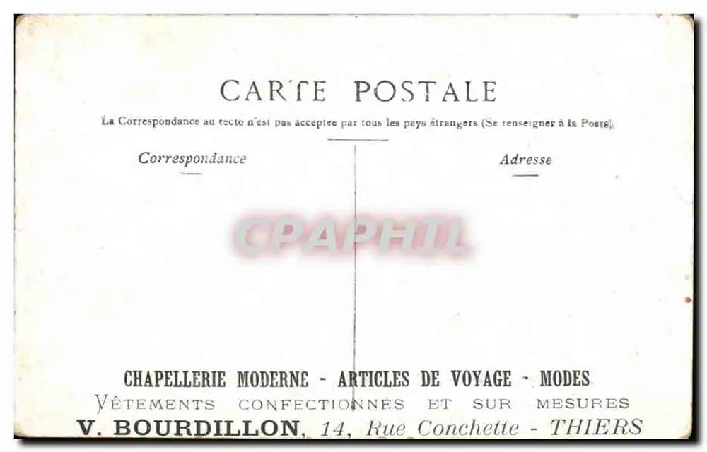 Paris — Le Trocadéro vu du Pont d'Iéna — éditeur V. Bourdillon, 14 Rue Conchette - Thiers - Rückseite