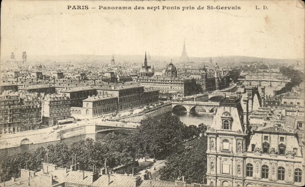 PARIS — Panorama des sept Ponts pris de St-Gervais — L. D. - Recto