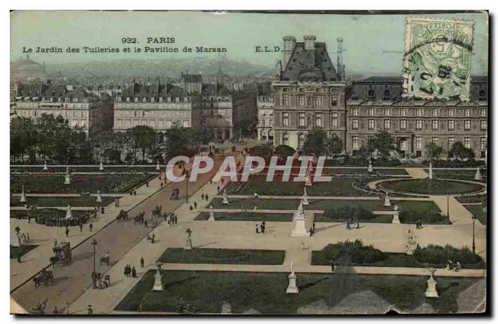 Der Tuileries-Garten und das Pavillon de Marsan — Paris — E.L.D. n° 932 - Vorderseite