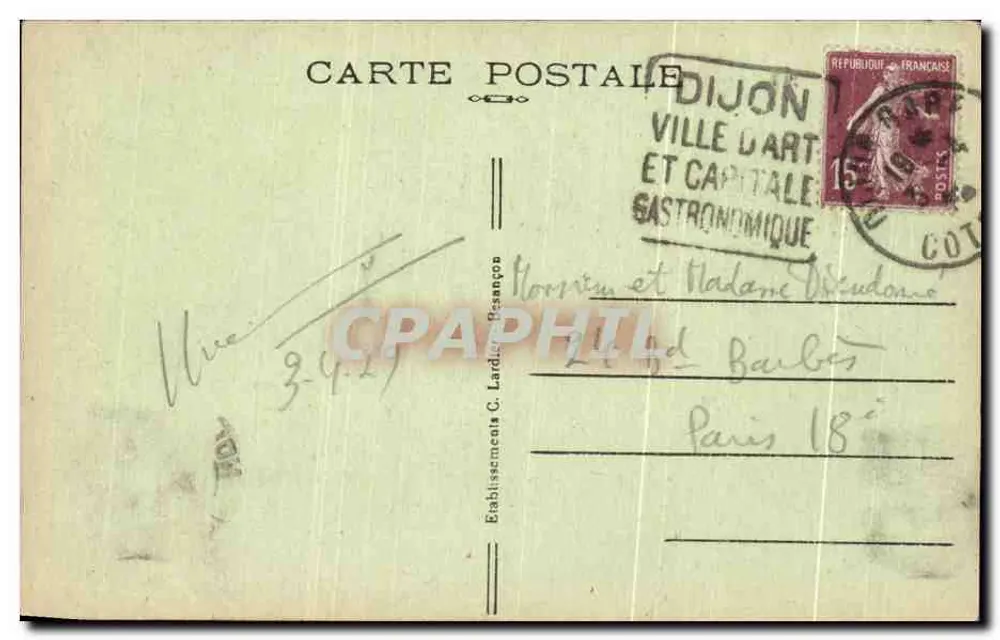Kościół Najświętszej Maryi Panny — Dijon — wydawca C.T.B. n°3515 - Rewers