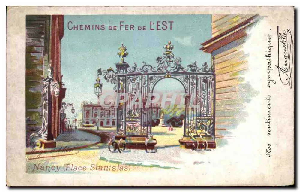 Nancy (Place Stanislas) — Portal dos Caminhos de Ferro do Leste — editor não identificado - Frente