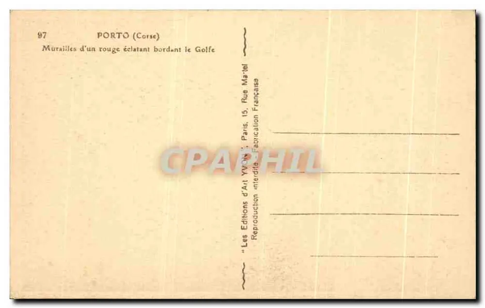 Porto (Korsika) — Leuchtend rote Mauern am Golf — Art Editions Yvonne, Paris - Rückseite