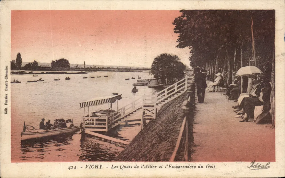 Vichy - Die Ufer des Allier und der Golf-Anlegestelle — Édit. Fassier, Quatre-Chemin - Vorderseite