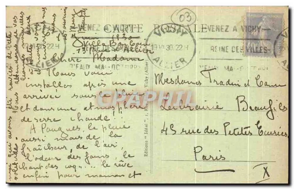 Vichy - Der Casino vom Garten aus gesehen — Editions 'Idéali', n°313 - Rückseite
