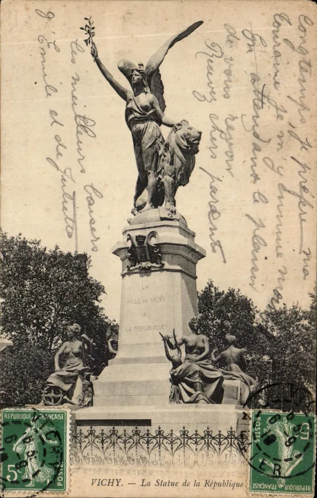 Vichy — La Statua della Repubblica — Editore sconosciuto, numero di serie non visibile - Recto