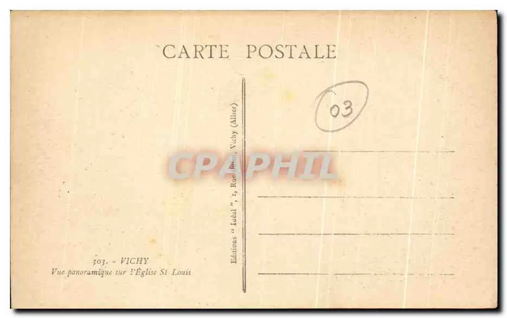 Vichy — Panoramablick auf die Kirche Saint-Louis — Ludal-Verlag, Vichy - Rückseite