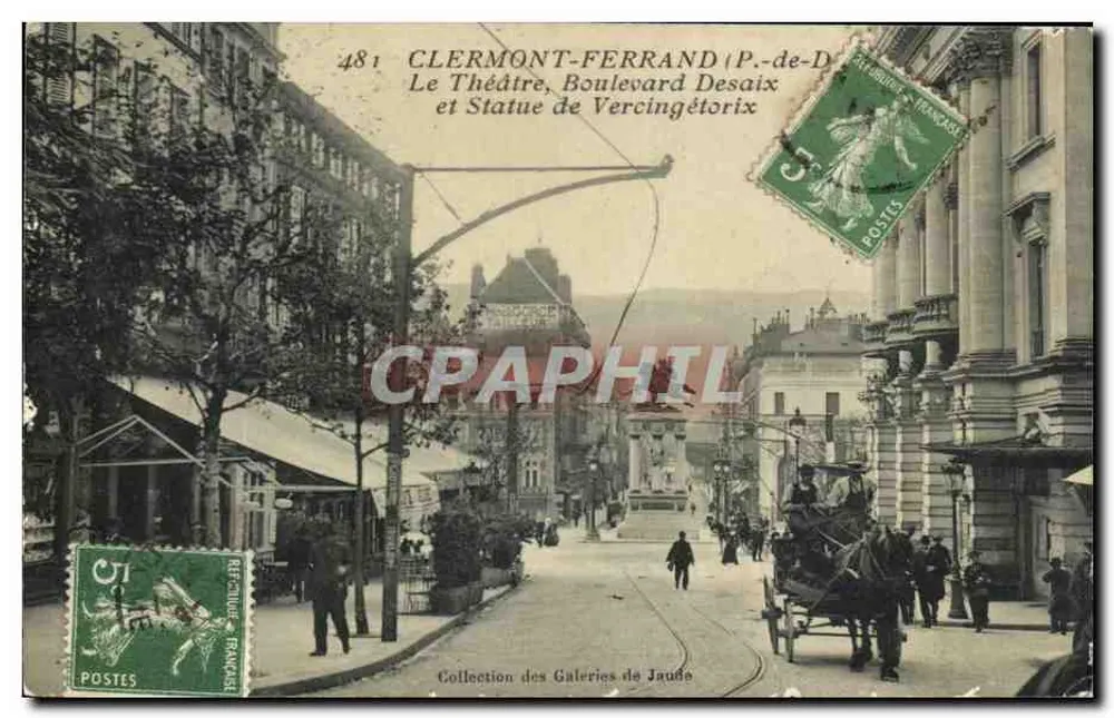 Clermont-Ferrand (P.-de-D) — Das Theater, Boulevard Desaix und Statue des Vercingétorix — Sammlung der Galeries de Jaude - Vorderseite
