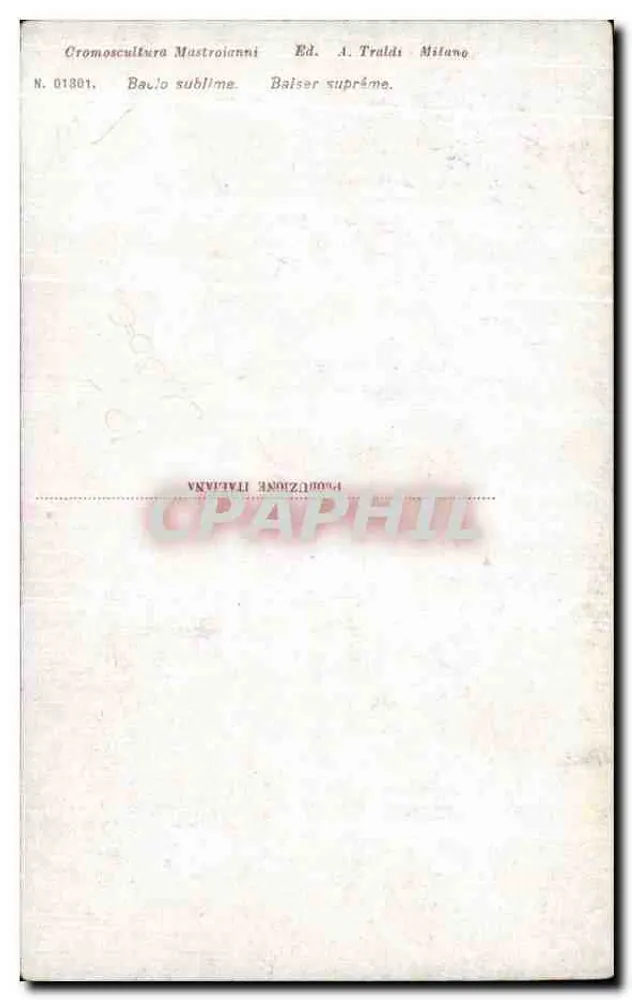 Liebe in einer Höhle — romantische Szene — Cromoscultura Mastroianni, Nr. 01801 - Rückseite
