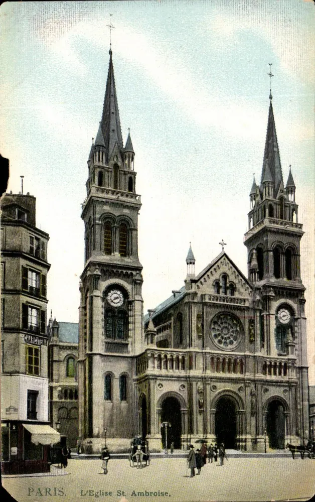 Paris — L'Église Saint-Ambroise, vue de la façade avec ses deux tours et son rosace — éditeur MARCHEVILLE - Voorkant