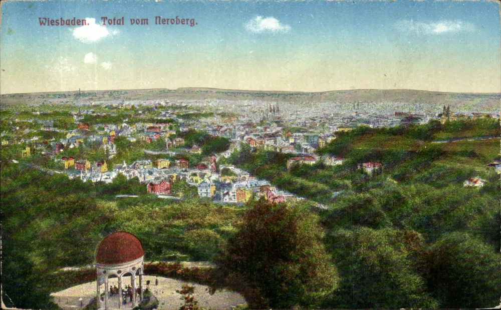 Wiesbaden — vista panorâmica desde o Neroberg — editor Heinrich Nord, n°1 - Frente