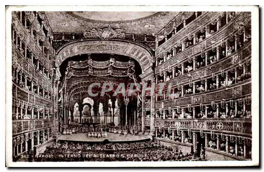 Nápoles - Interno do R. Teatro S. Carlo — Ed. V. Carcavallo, n° 362 - Frente