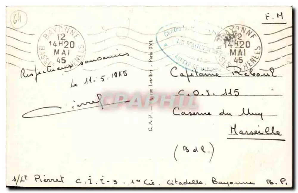 Bayonne — O Jardim Público — editor A.41 - Verso