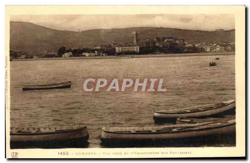 Hendaye — Ansicht vom Embarkationspunkt über Fontarable — Librairie Liboarde Frères, Toulouse, Nr. 1458 - Vorderseite