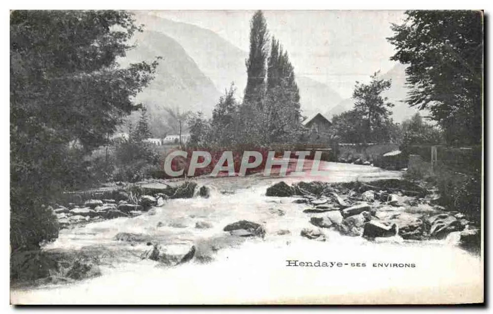 Hendaye e seus arredores — vista do curso d'água e das montanhas — editor não identificado - Frente