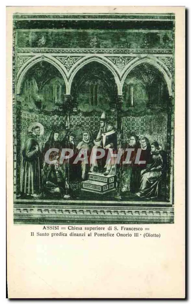 Assisi — Oberkirche von S. Francesco — Der Heilige predigt vor Papst Honorius III (Giotto) - Vorderseite