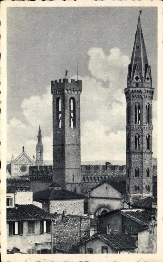 Firenze - Torre del Bargello e Campanile di Badia — éditeur Velegriffe, Carrare, 1934 - Vorderseite
