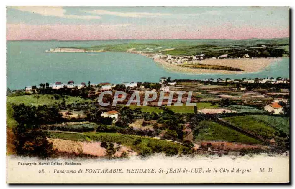 Panorama von FONTARABIE, HENDAYE, St-JEAN-de-LUZ, der Côte d'Argent — Phototypie Marcel Dalbo, Bordeaux, n°28 - Vorderseite